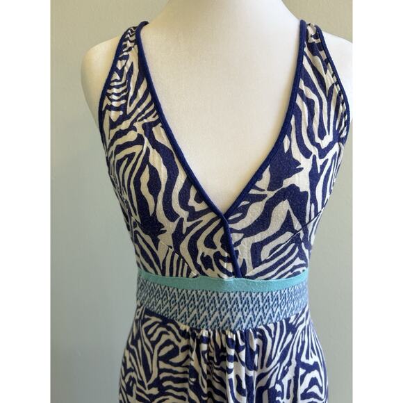 Nicole Miller Wedding Guest Maxi Dress V-Neck Animal Print Floral Boho Sexy L - Picture 2 of 7